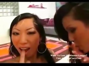 Lana Violet And Tia Ling Suck On One Cock