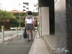 Young Japanese schoolgirl gets groped, sucks cock and gets drilled
