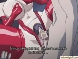 Busty anime slut gets hot cum all over her tits