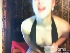 Beauty Strips and Plays with Pussy