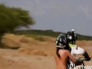 Nude bitches trying out motocross racing