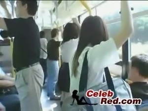 Japanese Schoolgirl and Maniac In Bus