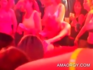 CFNM gangbang with party sluts sucking strippers