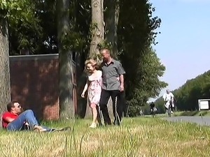 Sexy Russian Krista meets two men in park and they go home for a good fucking...