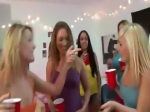 Two horny college girls sucking penis