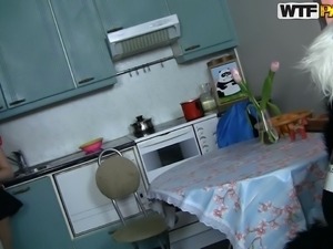 chick goes naughty in the kitchen