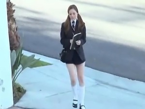 Principal blackmails innocent teen student spanks her then fucks her this is...
