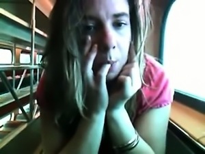 Chubby wife doing masturbation on public train