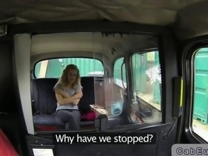 Huge tits British blonde banging in fake taxi