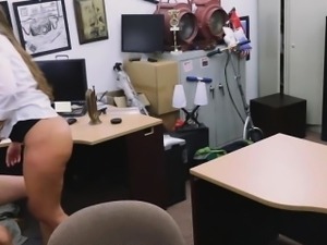 Wild Brunette Riding On Dick In The Back of A Pawn Shop