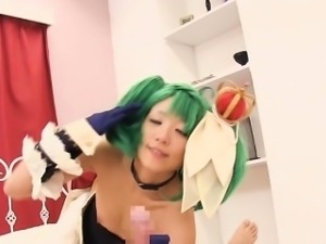 Cosplayer Asian girl got her hairy pussy fucked and moans