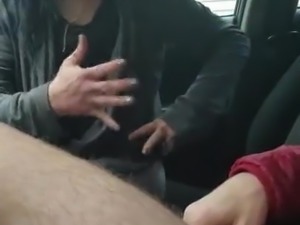 Whore sucking dick in car, second camera