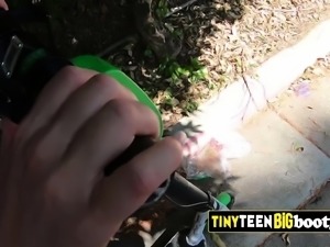 DIRTY blonde gets smashed HARDCORE outdoors by RANDY stud