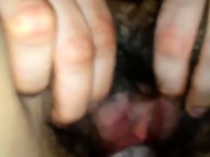 Gaped hairy pussy fucked and cummed inside