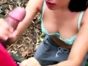 18yr old Nina sucking bbc in the woods