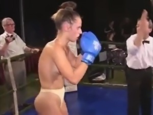 Outdoor topless boxing babes