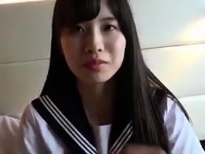 Cute Japanese schoolgirl with lovely tits gets fucked in POV