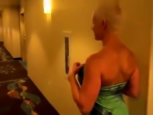 Big breasted blonde mom gives a POV blowjob in the shower