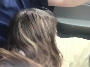 Naughty young brunette gives a fabulous blowjob in the car