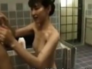 Japanese Asian Mature Bathing Young Lover Home