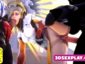 Cartoon hot mercy is used as a sex slave