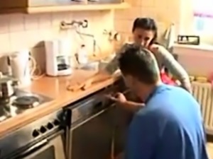 German housegirl has sex in the kitchen