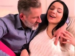 Beautiful Russian teen sucks and fucks her stepfather's cock