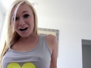 Adorable blonde teen fucked and facialized by her stepdad