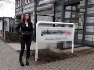 Stacked German babe fucked doggystyle and facialized outside