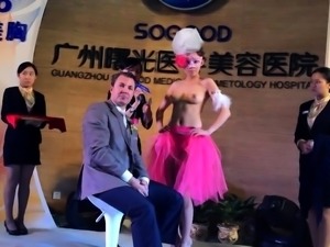 Beautiful Chinese girl reveals her perky titties in public