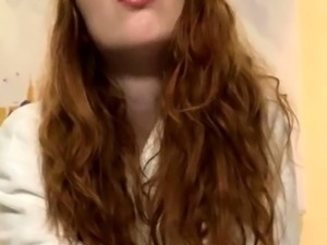 European amateur redhead masturbates on webcam
