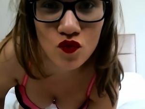 webcam, dirtytalking and teasing girl with glasses