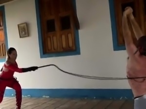 Femdom whipping corporal punishment for desobedient slave