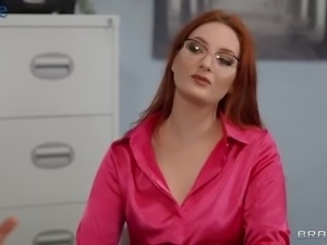 Secretary redhead Zara Durose makes her boss jizz like a fountain.