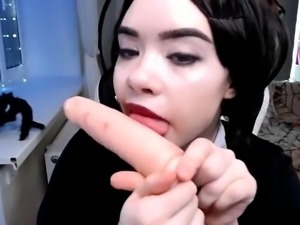 Pigtailed teen freak satisfying herself with sex toys