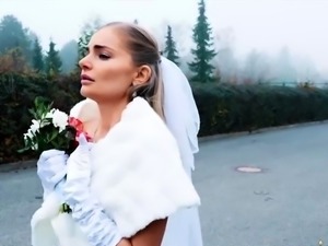 Sex addicted blonde bride cheating on wedding day
