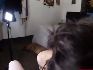 Rough POV Face-fuck and Cum Swallow with a Tattooed Brunette