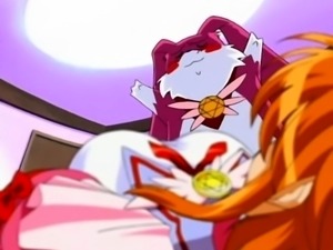 Brunette cums to hentai